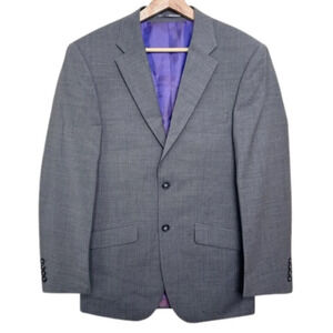 Brook Taverner Mens 36R Wool Two Button Slim Fit Blazer Sport Coat In Grey